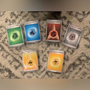 Pokemon Energy Cards Set - Green, Blue, Red, Yellow
